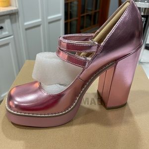 Steven Madden Twice Pink Metallic Mary Janes Size 8